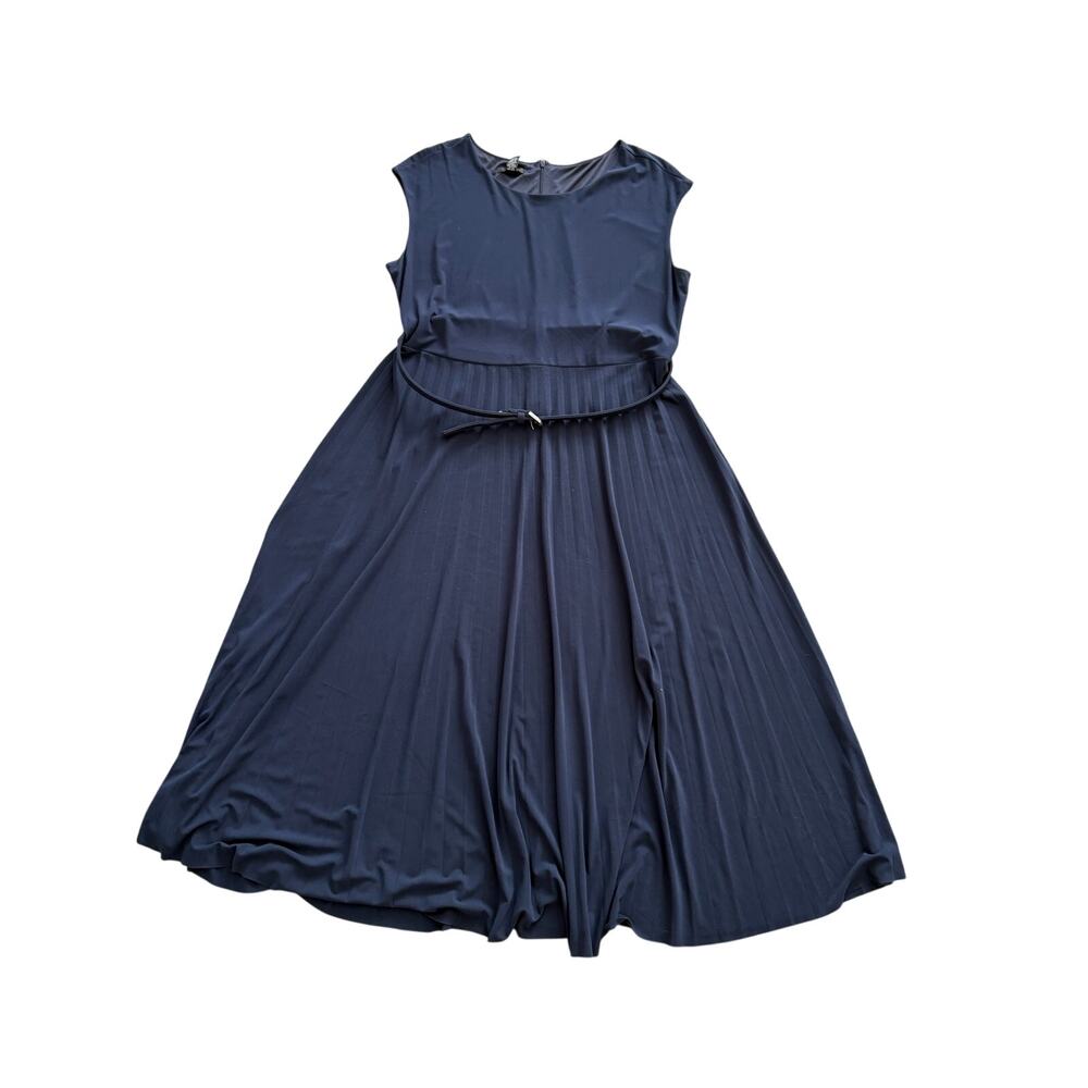 Alfani Woman Navy Belted Fit Flare Work Dress Plus Size 3X